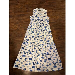 Rachel Zoe Dress Womens Fish Starfish Print Sleeveless Maxi Summer Beach Sz:XS